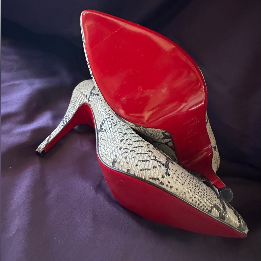 EUC Christian Louboutin Black and White Snake Print Heels - Picture 4 of 7